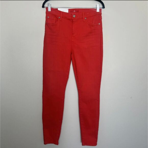 Jen 7 By 7 For All Mankind Jeans Women's Ankle Skinny Pants Size 4 27 NWT Red - Picture 3 of 12
